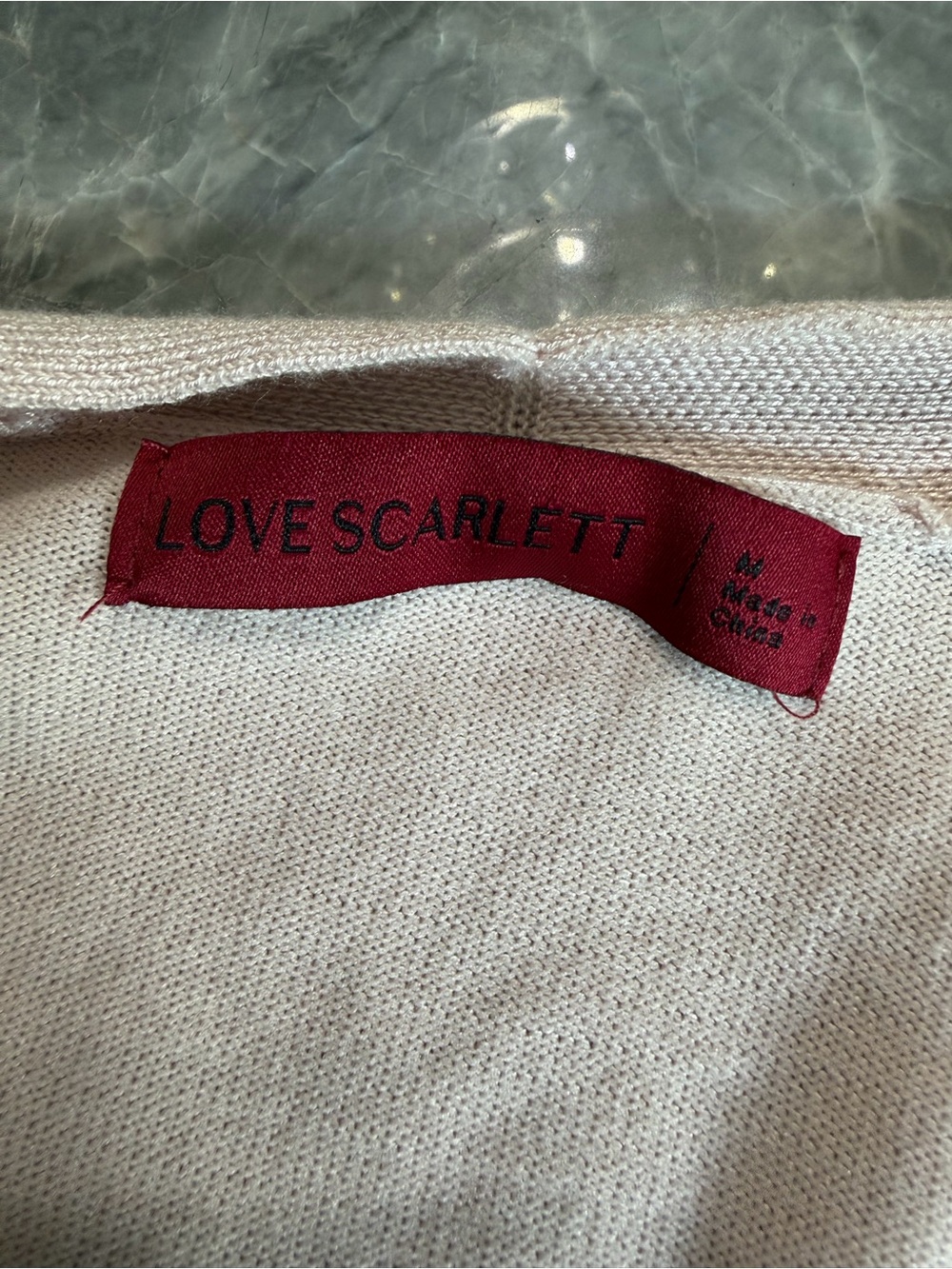 Love Scarlett Ivory Open Front Pointelle Knit Cardigan Sweater Size Medium - Picture 6 of 6